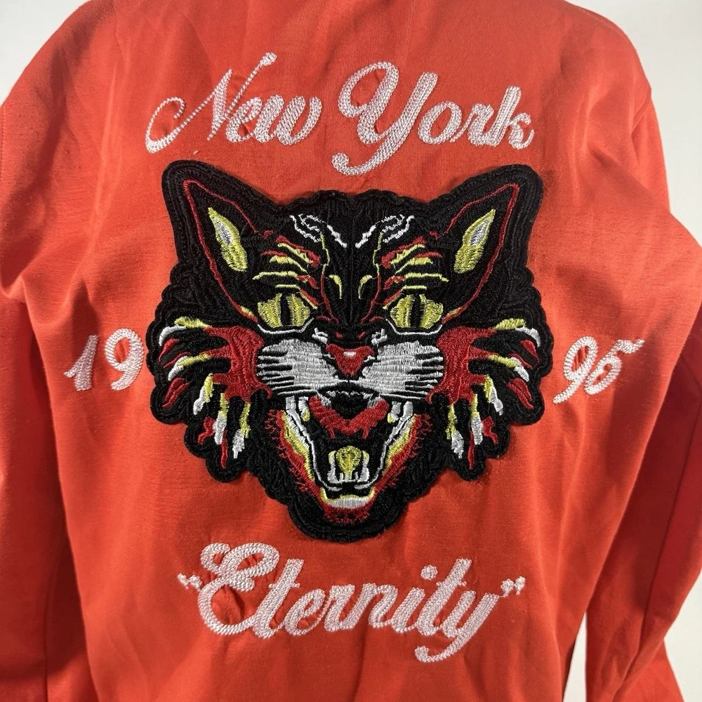 Vintage 1996 New York Varsity‎ Jacket Mens M Embroidered Tiger & Rose Streetwear